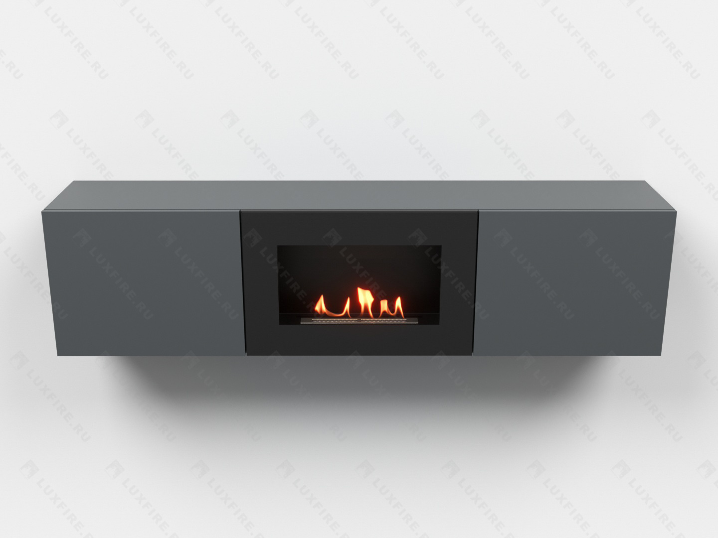 Тумба ТВ Lux Fire "Каспий" настенная 1600 матовая, графит с биокамином 600 по цене 65 178 руб.